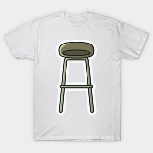 Modern Bar Stool, Chair Sticker design vector illustration. Interior indoor bar objects icon concept. Furniture for Bar and Restaurant decoration sticker style logo design with shadow. T-Shirt